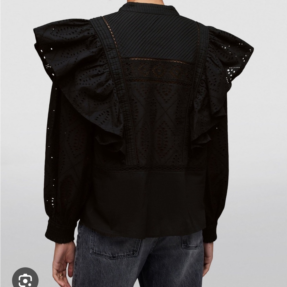 All saints black Aubrey broderie anglaise shirt
